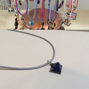 Blue Stone Egyptian Pyramid Necklace